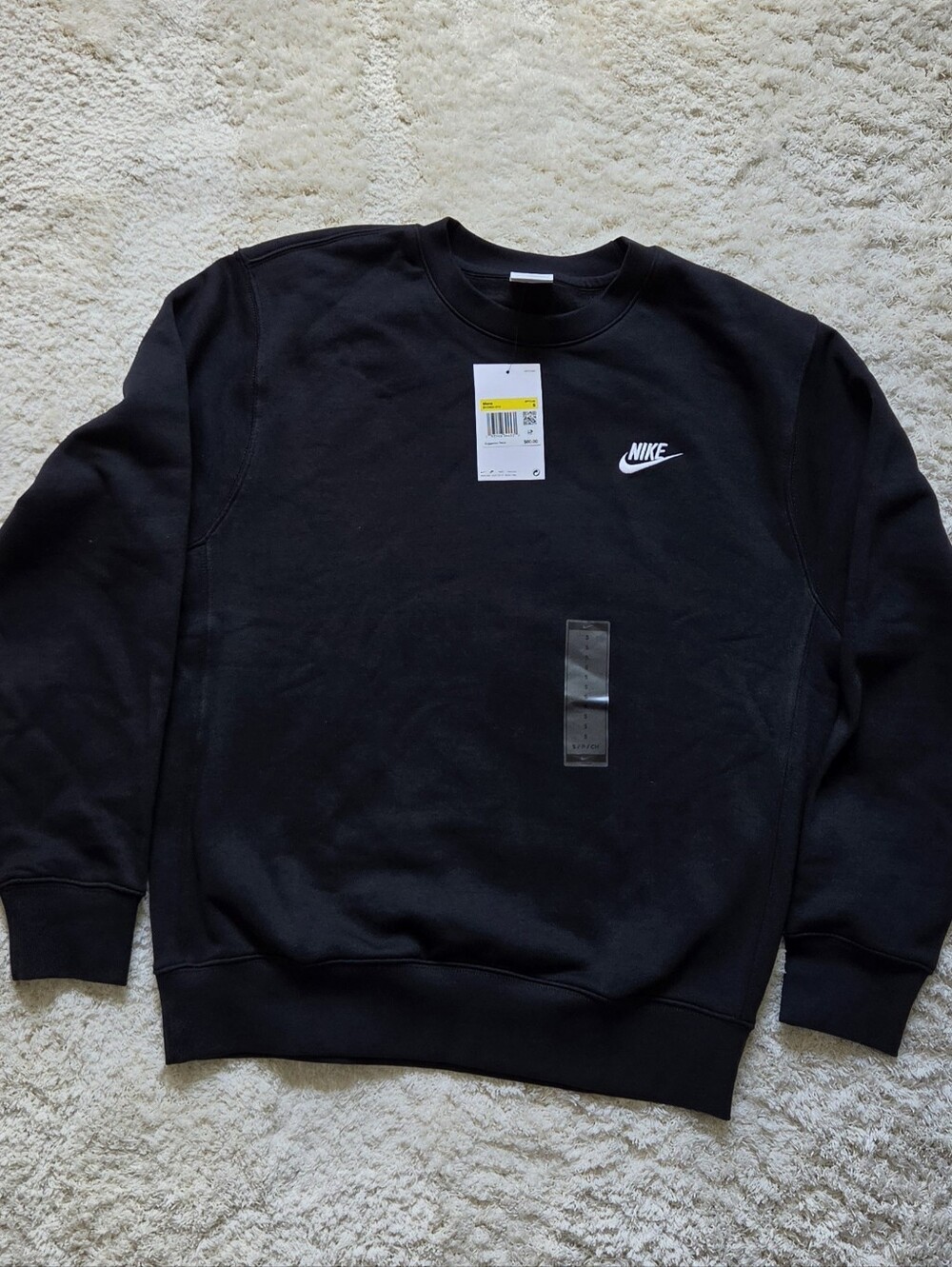 Nike Black Men's Crewneck Sweatshirt with White Logo